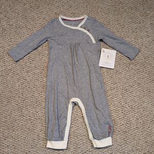 Burt’s Bees Pink 100% Organic Cotton One Piece Snapped Jumper Gray 6-9M